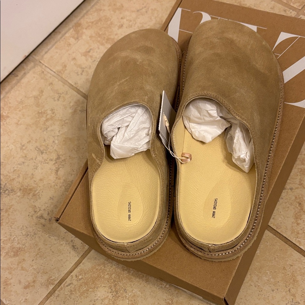 ZARA NWT Stylish Tan Clogs - Picture 4 of 8